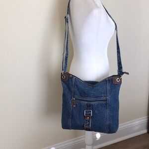 Denim crossbody shoulder bag casual front pocket Y2K used great condition